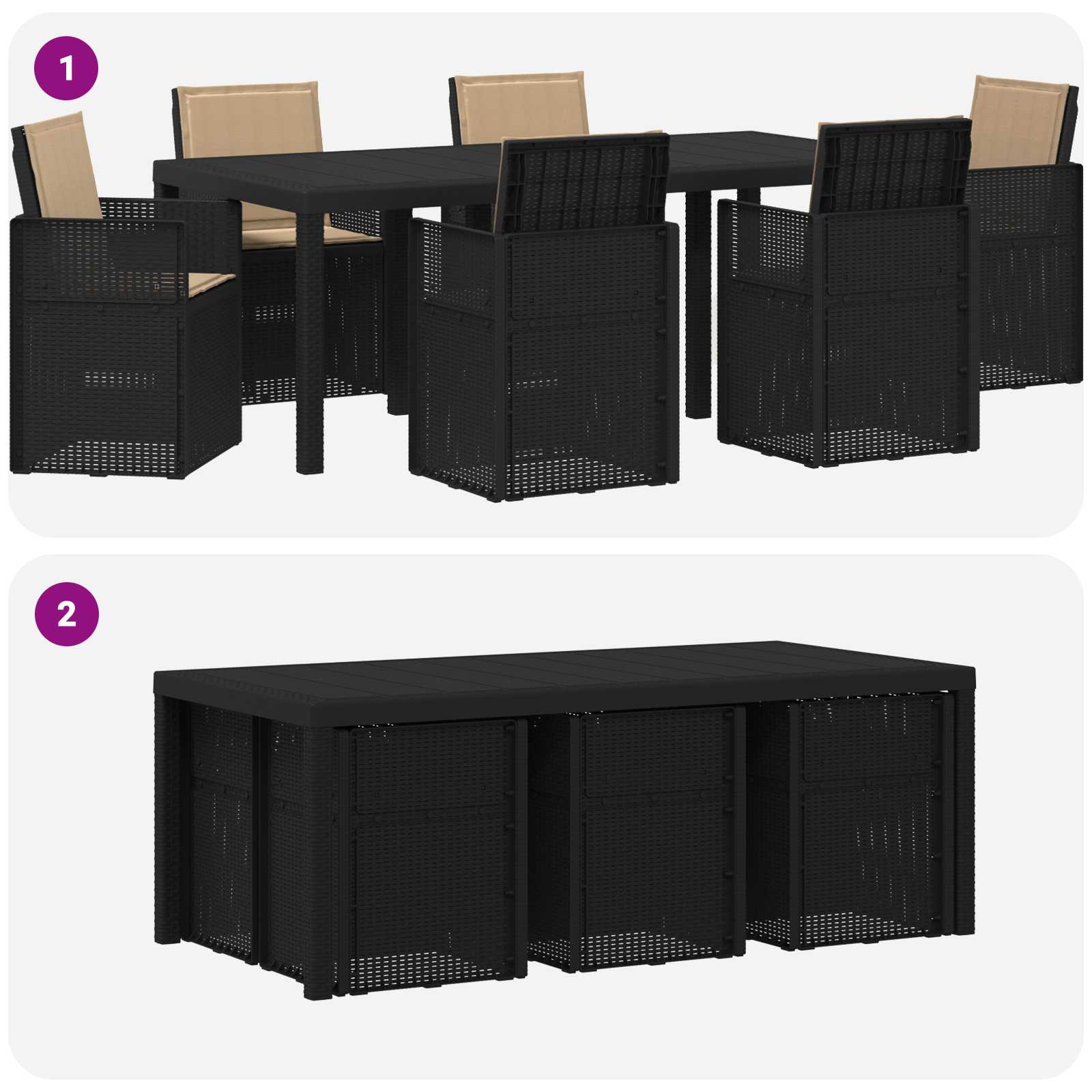 Set da Pranzo per Giardino 7 pcs Antracite e Tortora PP | homemem39