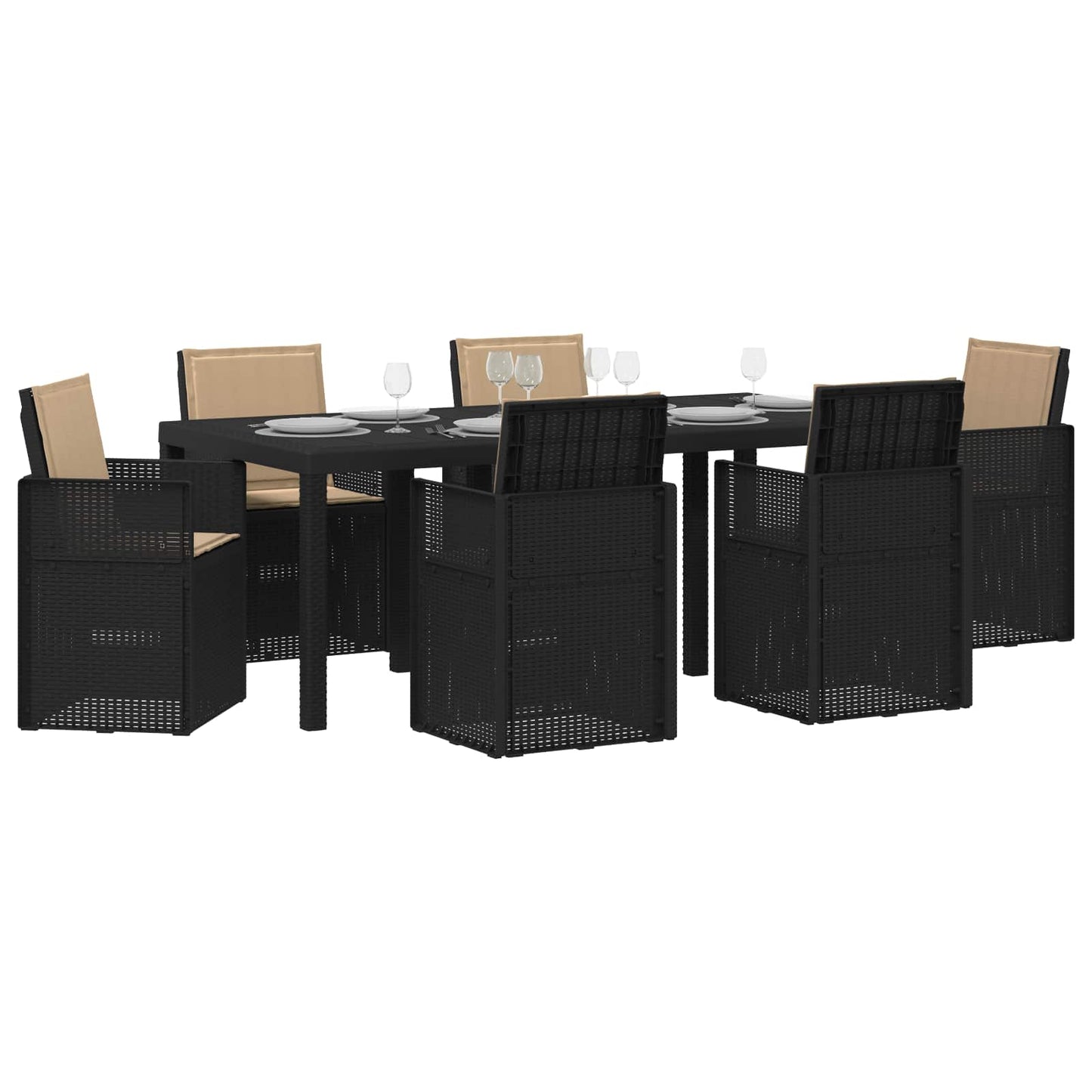 Set da Pranzo per Giardino 7 pcs Antracite e Tortora PP | homemem39