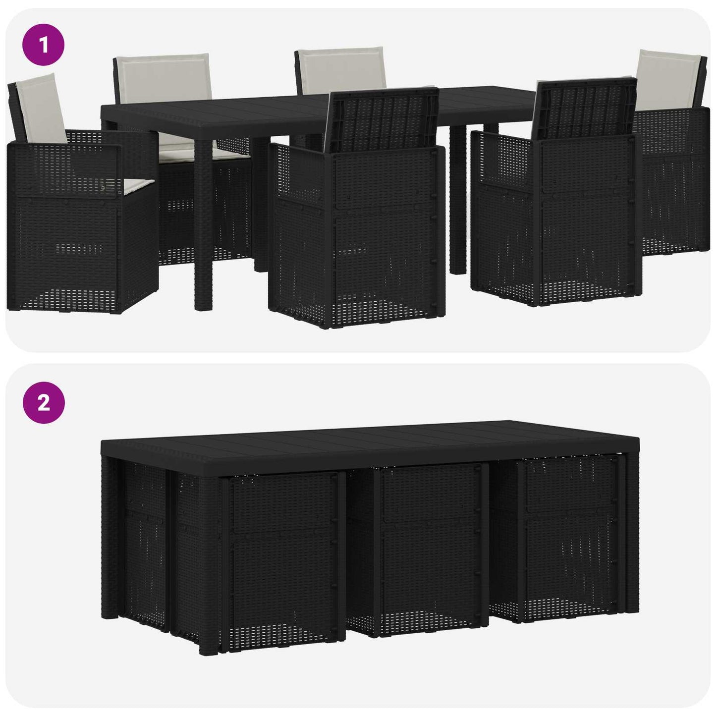 Set da Pranzo per Giardino 7 pcs Antracite e Grigio chiaro PP | homemem39