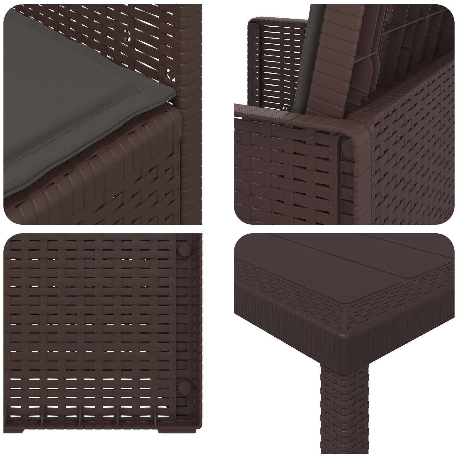 Set da Pranzo per Giardino 7 pcs Marrone e Antracite PP | homemem39