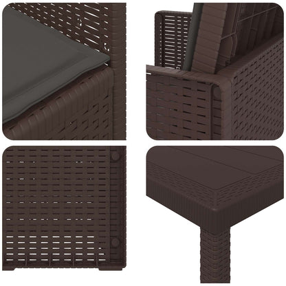 Set da Pranzo per Giardino 7 pcs Marrone e Antracite PP | homemem39