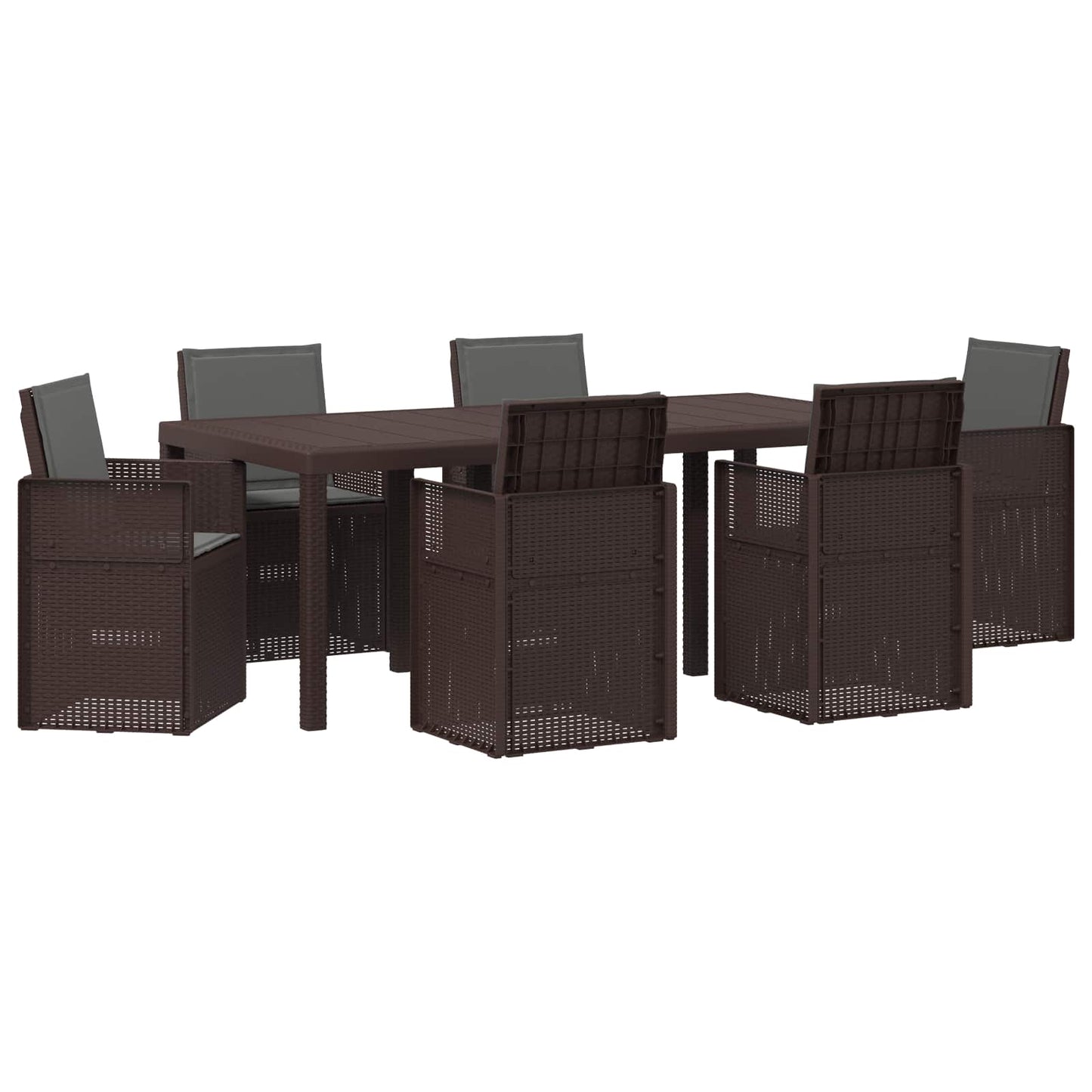 Set da Pranzo per Giardino 7 pcs Marrone e Antracite PP | homemem39