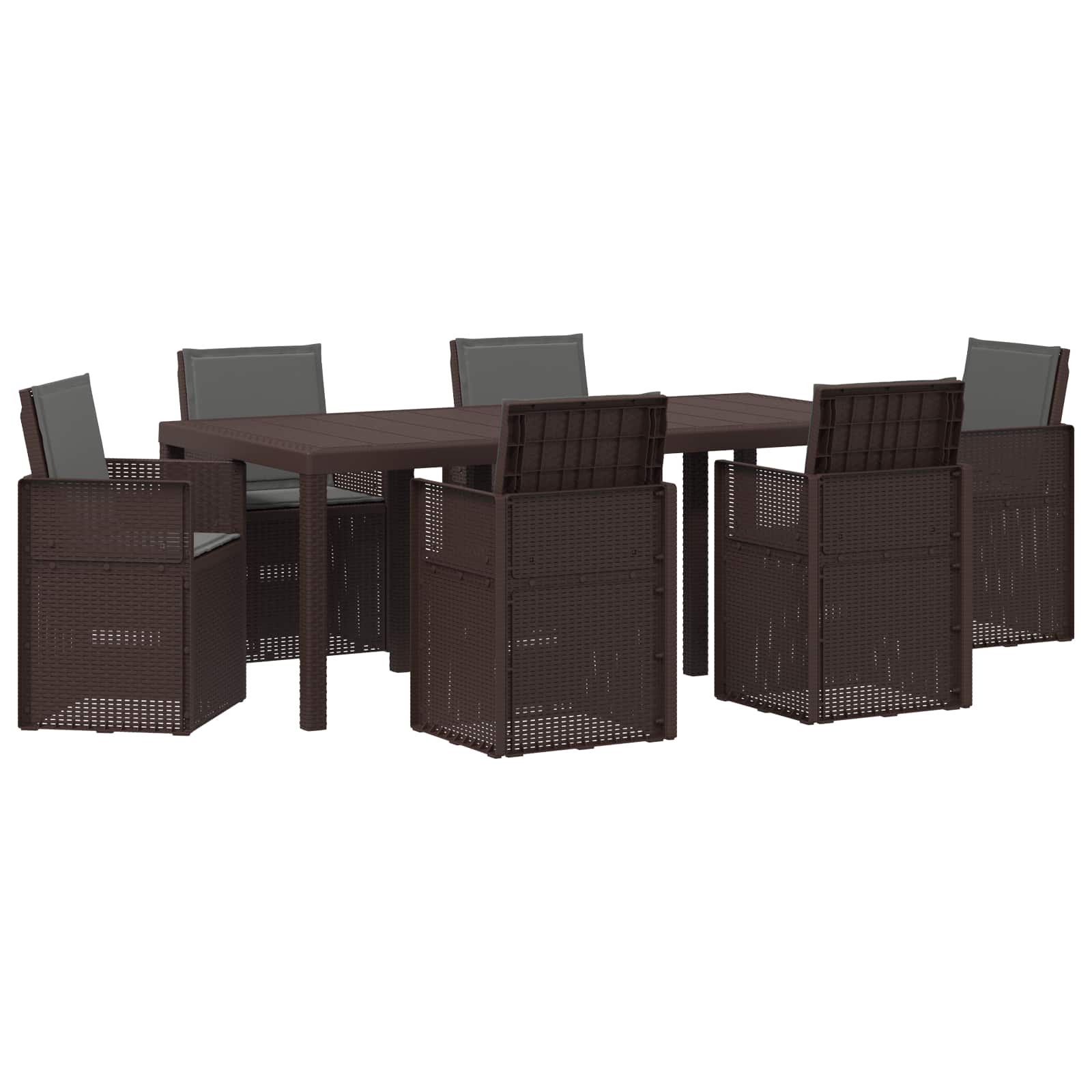 Set da Pranzo per Giardino 7 pcs Marrone e Antracite PP | homemem39