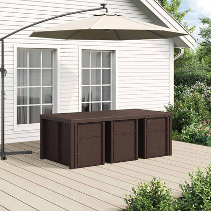 Set da Pranzo per Giardino 7 pcs Marrone e Tortora PP | homemem39