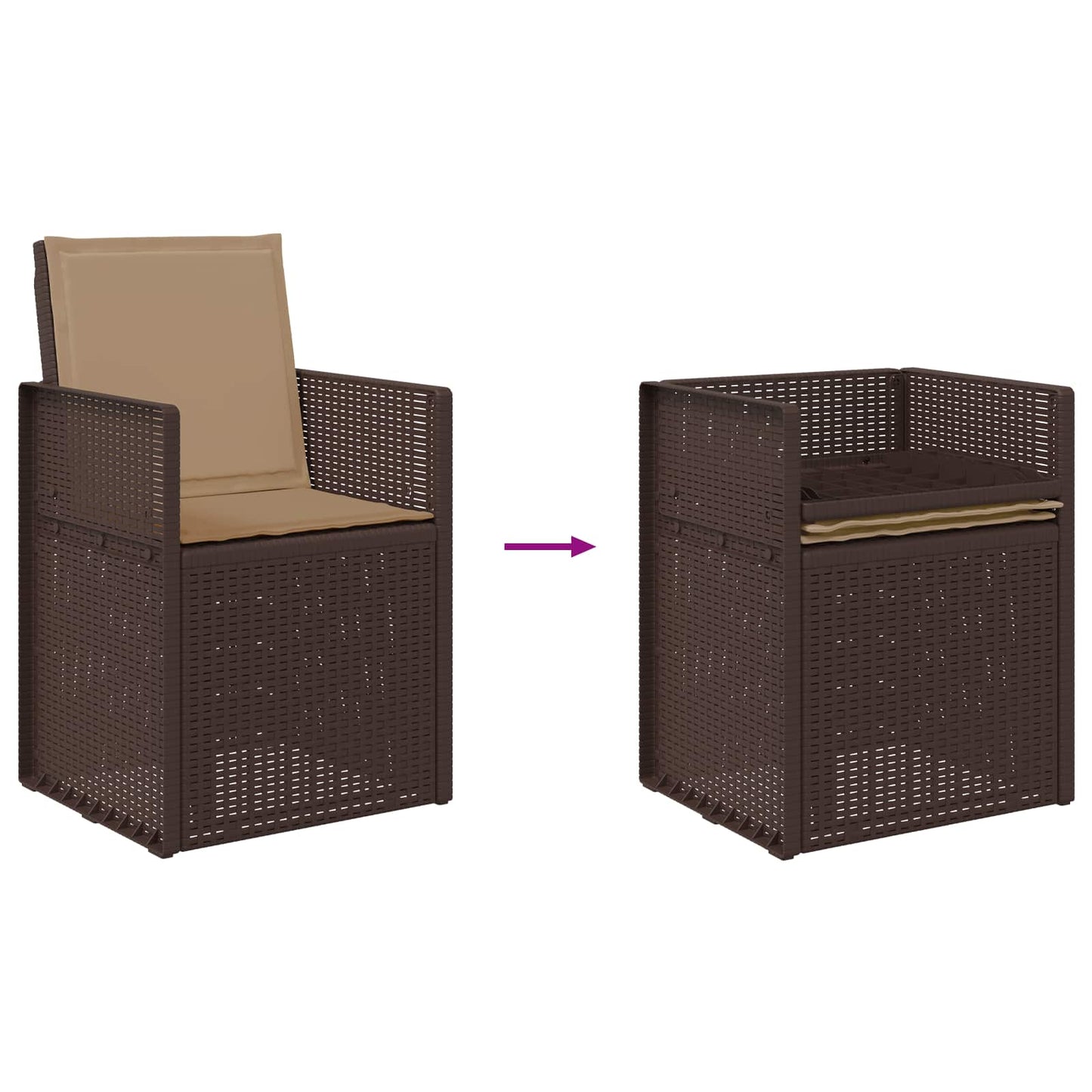 Set da Pranzo per Giardino 7 pcs Marrone e Tortora PP | homemem39