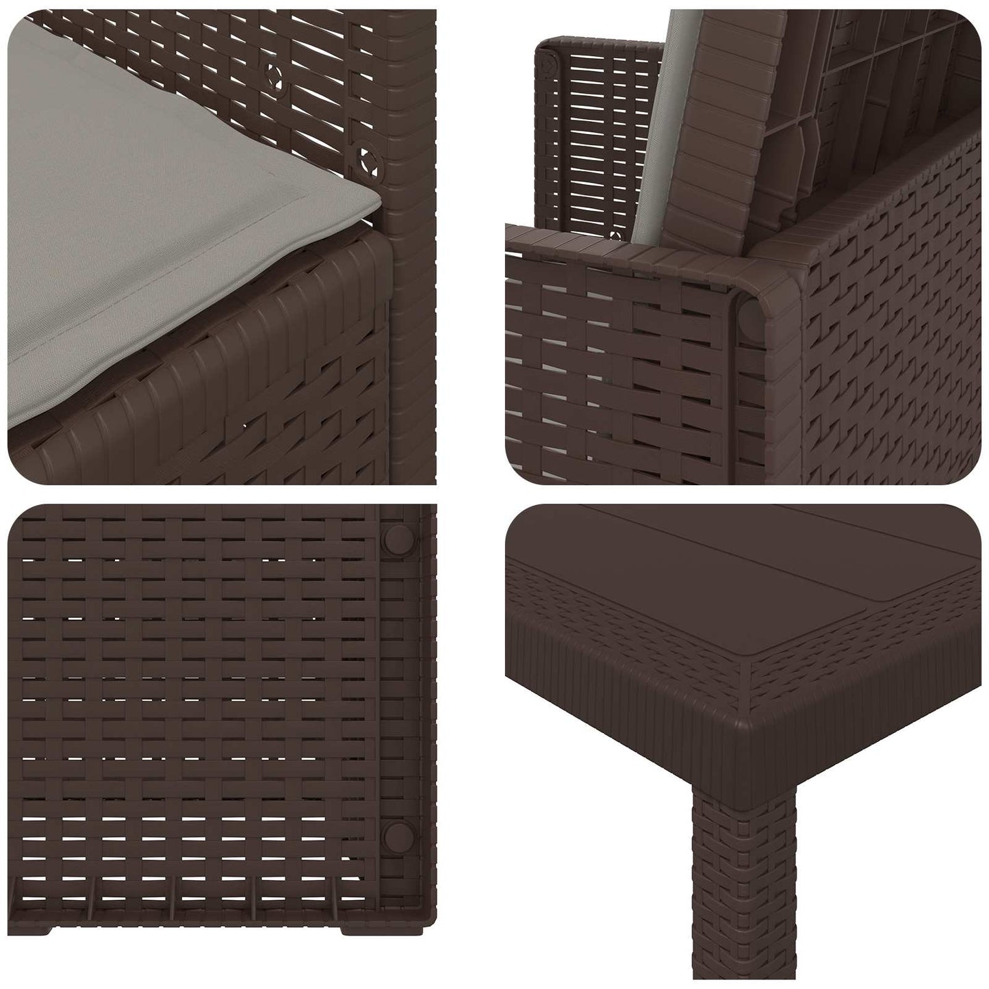 Set da Pranzo per Giardino 7 pcs Marrone e Grigio Chiaro PP | homemem39