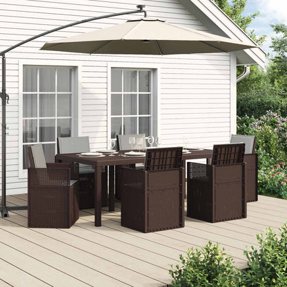 Set da Pranzo per Giardino 7 pcs Marrone e Grigio Chiaro PP | homemem39