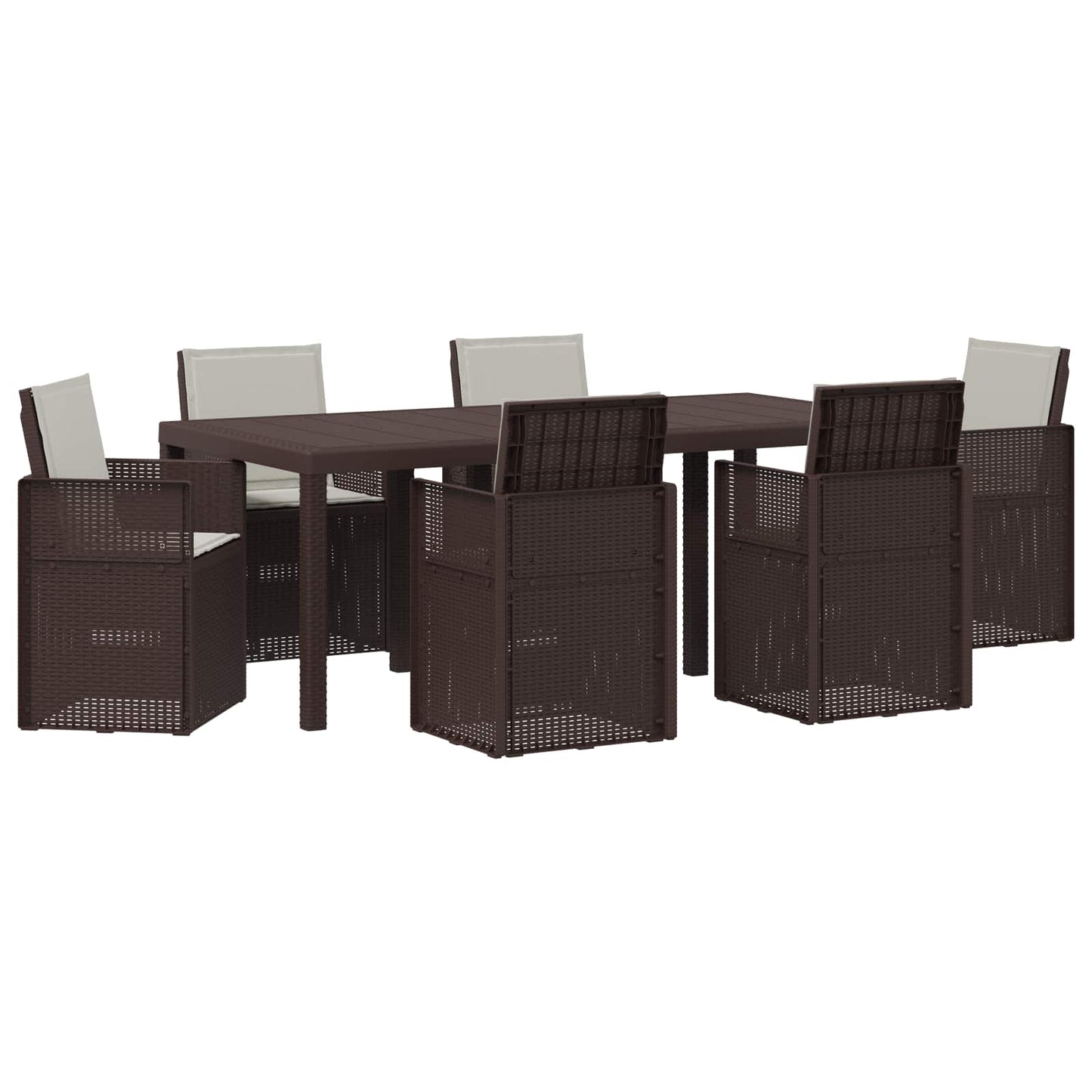 Set da Pranzo per Giardino 7 pcs Marrone e Grigio Chiaro PP | homemem39