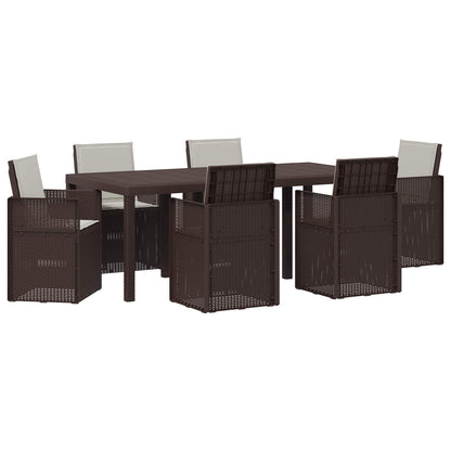 Set da Pranzo per Giardino 7 pcs Marrone e Grigio Chiaro PP | homemem39