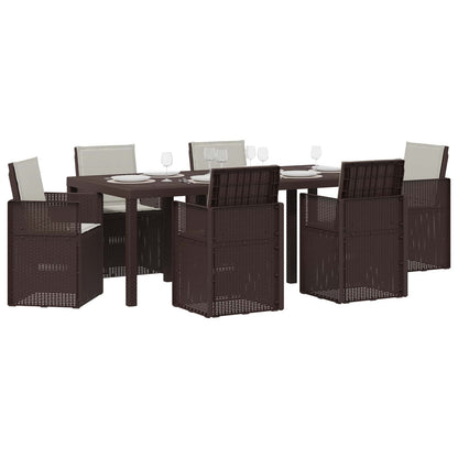 Set da Pranzo per Giardino 7 pcs Marrone e Grigio Chiaro PP | homemem39