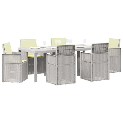 Set da Pranzo per Giardino con cuscino 7 pcs Bianco e Crema PP | homemem39