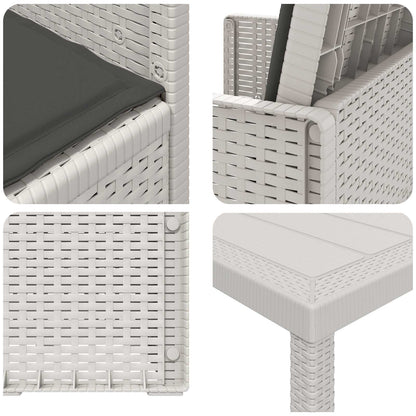 Set da Pranzo per Giardino 7 pcs Bianco e Antracite PP | homemem39