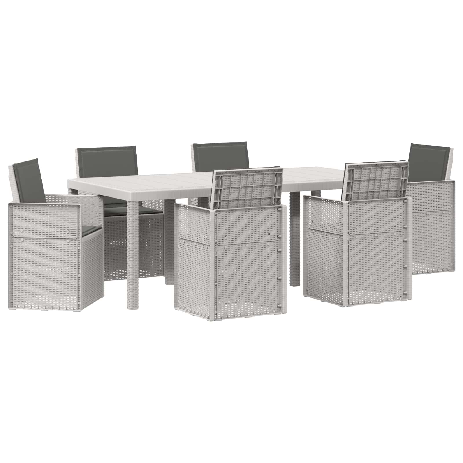 Set da Pranzo per Giardino 7 pcs Bianco e Antracite PP | homemem39