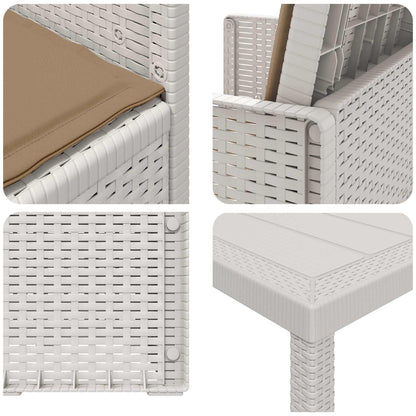 Set da Pranzo per Giardino 7 pcs Bianco e Tortora PP | homemem39