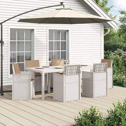 Set da Pranzo per Giardino 7 pcs Bianco e Tortora PP | homemem39