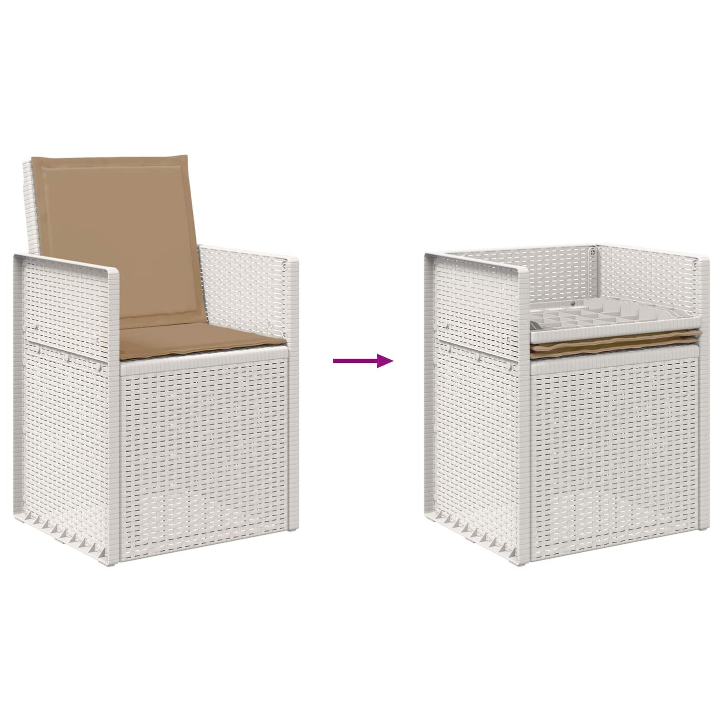 Set da Pranzo per Giardino 7 pcs Bianco e Tortora PP | homemem39