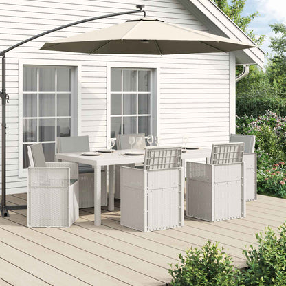 Set da Pranzo per Giardino 7 pcs Bianco e Grigio Chiaro PP | homemem39