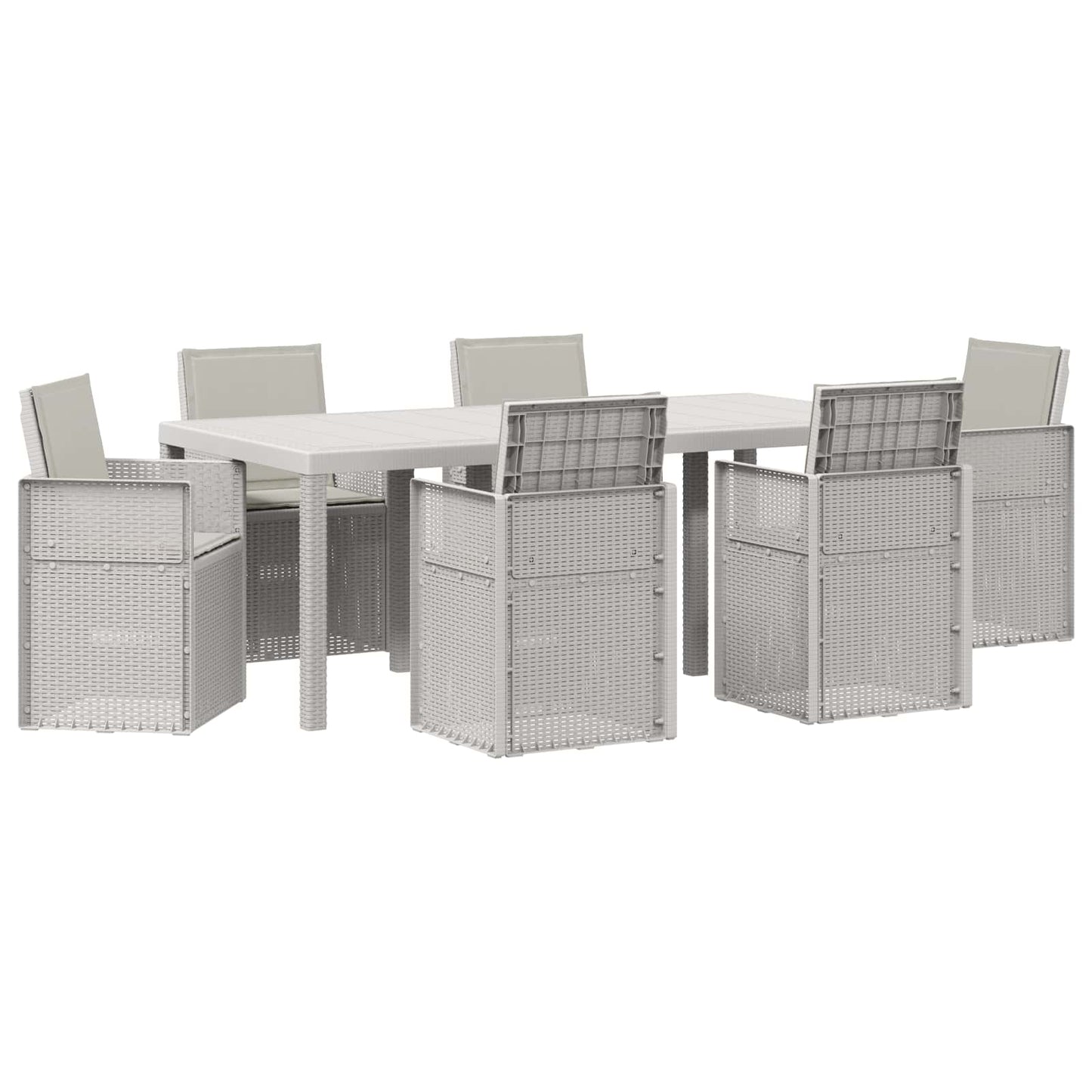 Set da Pranzo per Giardino 7 pcs Bianco e Grigio Chiaro PP | homemem39