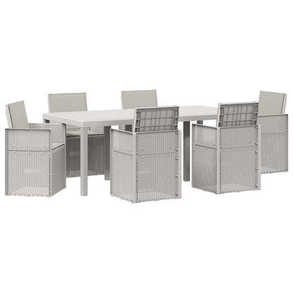 Set da Pranzo per Giardino 7 pcs Bianco e Grigio Chiaro PP | homemem39