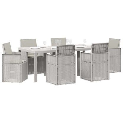 Set da Pranzo per Giardino 7 pcs Bianco e Grigio Chiaro PP | homemem39