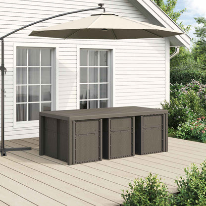 Set da Pranzo per Giardino 7 pcs Grigio chiaro e panna PP | homemem39
