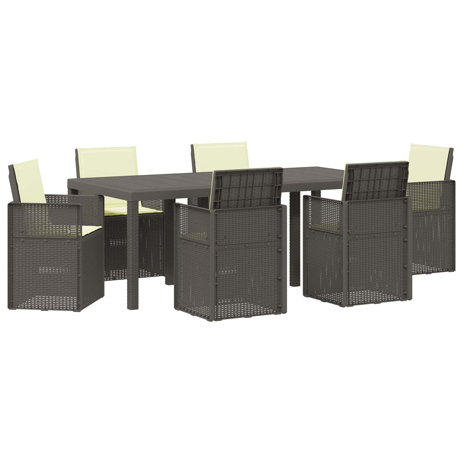 Set da Pranzo per Giardino 7 pcs Grigio chiaro e panna PP | homemem39
