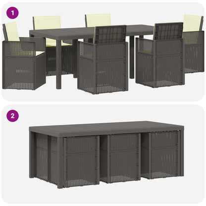 Set da Pranzo per Giardino 7 pcs Grigio chiaro e panna PP | homemem39
