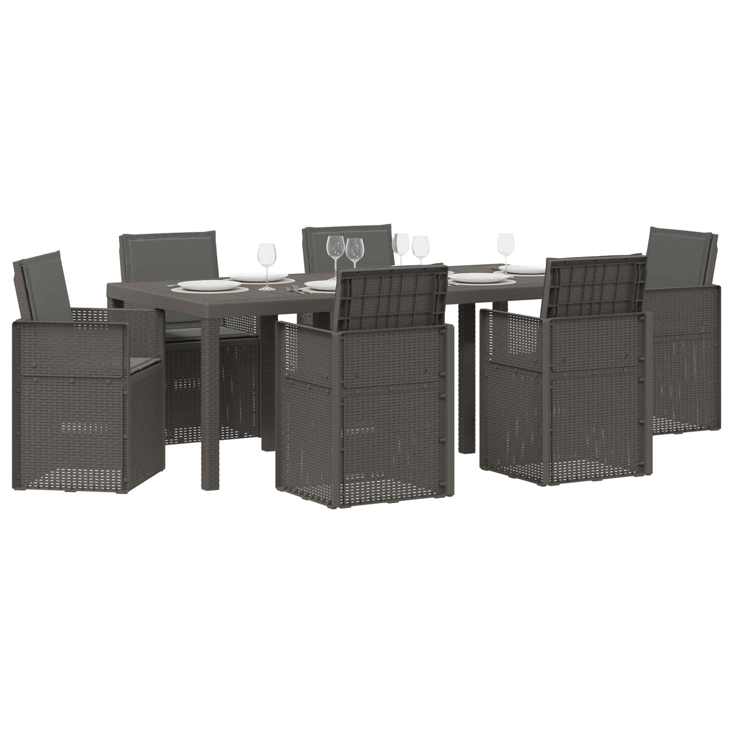 Set da Pranzo per Giardino 7 pcs Grigio chiaro e Antracite PP | homemem39