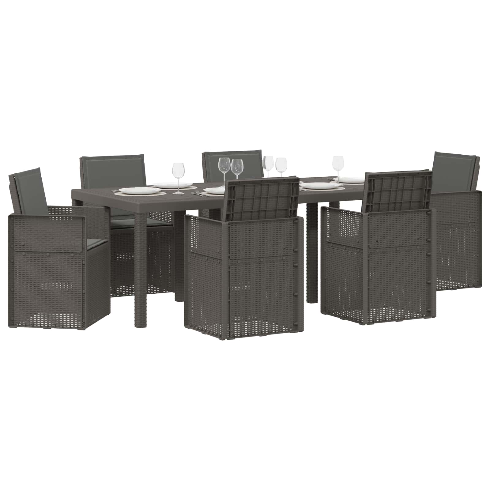 Set da Pranzo per Giardino 7 pcs Grigio chiaro e Antracite PP | homemem39