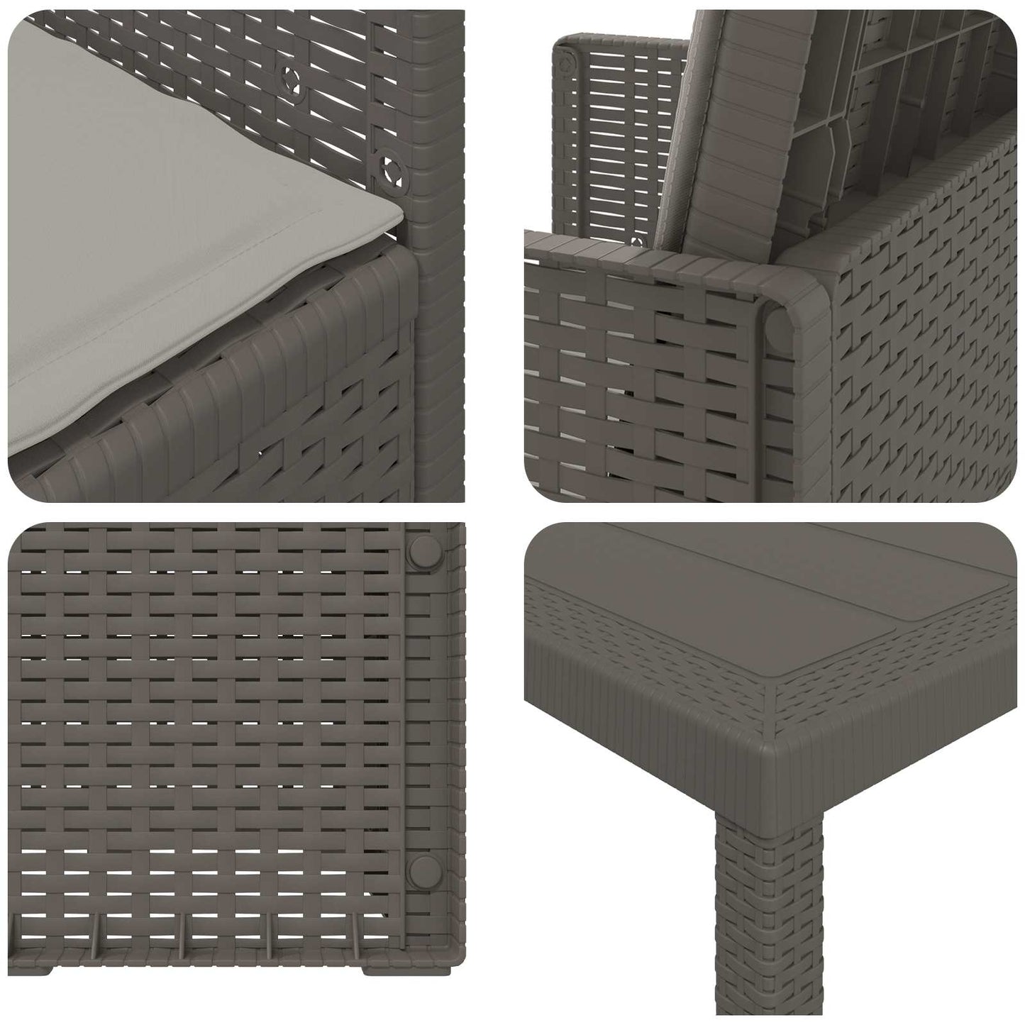 Set da Pranzo per Giardino con cuscino 7 pcs Grigio Chiaro PP | homemem39