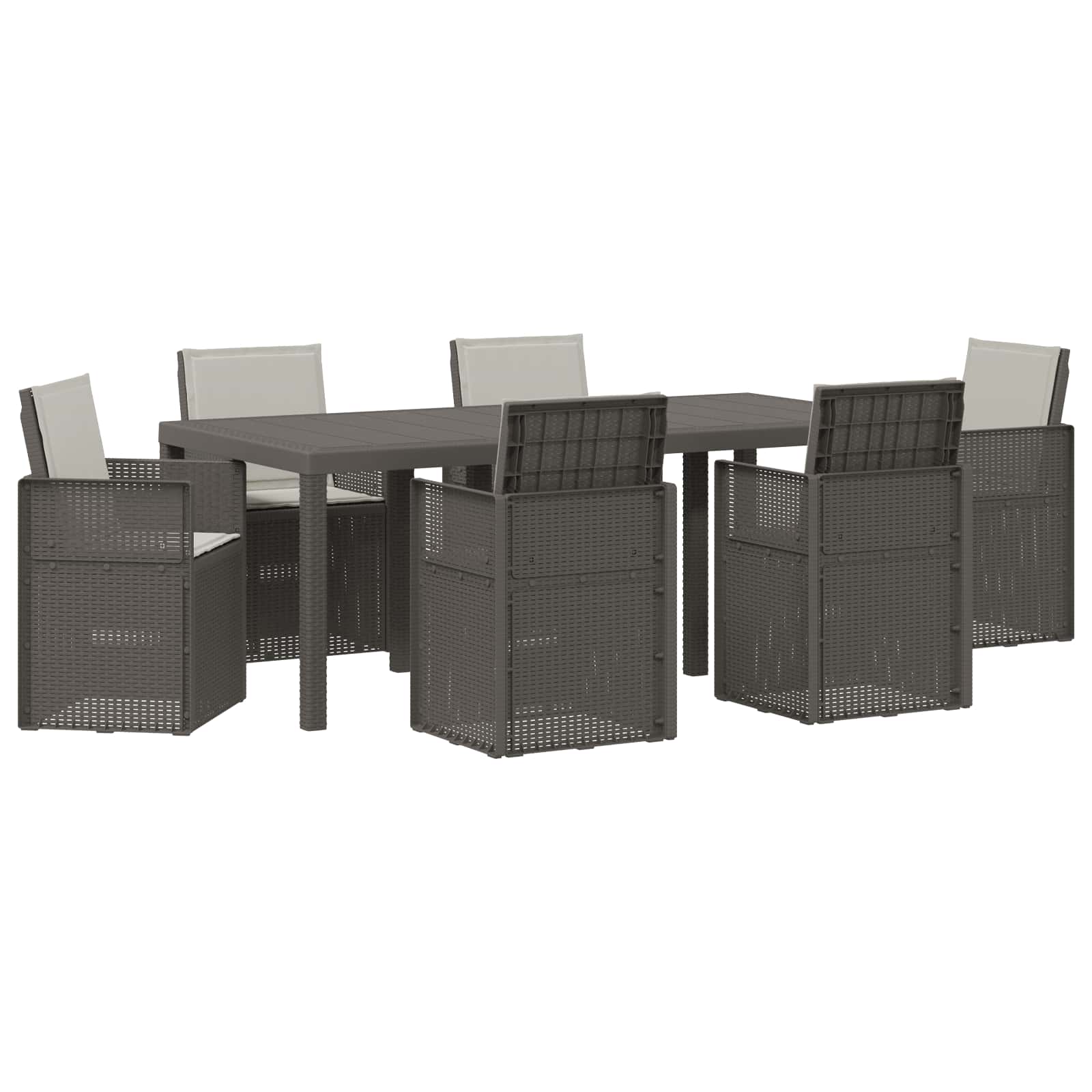 Set da Pranzo per Giardino con cuscino 7 pcs Grigio Chiaro PP | homemem39