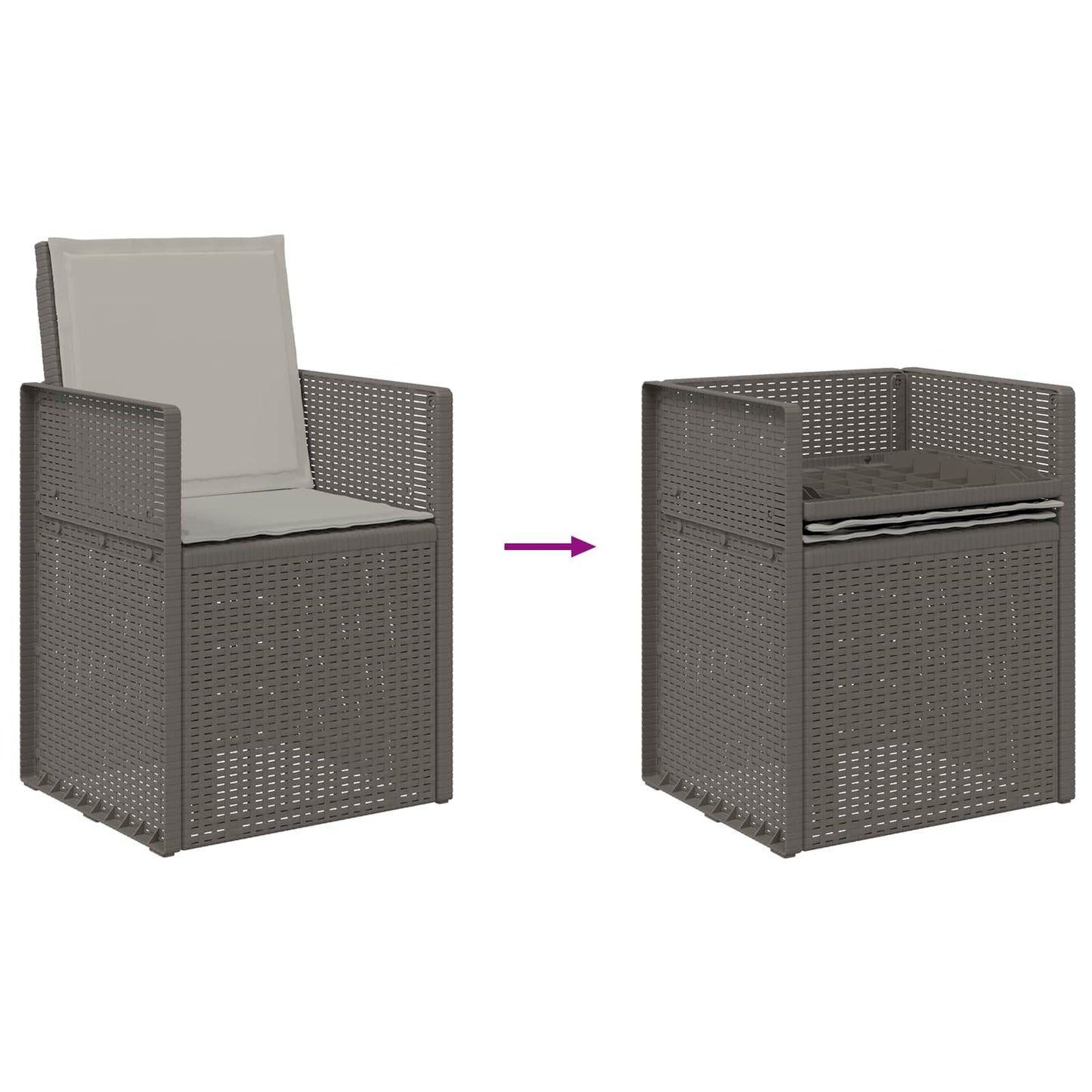 Set da Pranzo per Giardino con cuscino 7 pcs Grigio Chiaro PP | homemem39