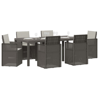 Set da Pranzo per Giardino con cuscino 7 pcs Grigio Chiaro PP | homemem39