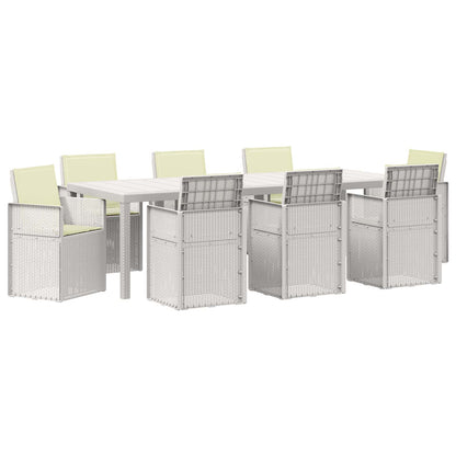 Set da Pranzo per Giardino 9 pz Bianco e Crema PP