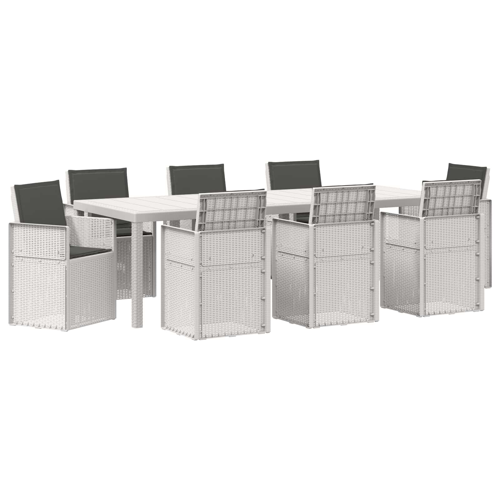 Set da Pranzo per Giardino 9 pz Bianco e Antracite PP | homemem39