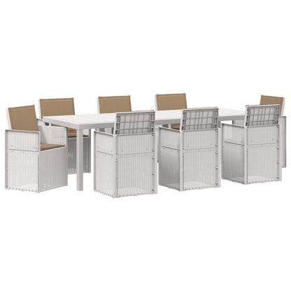 Set da Pranzo per Giardino 9 pz Bianco e Tortora PP