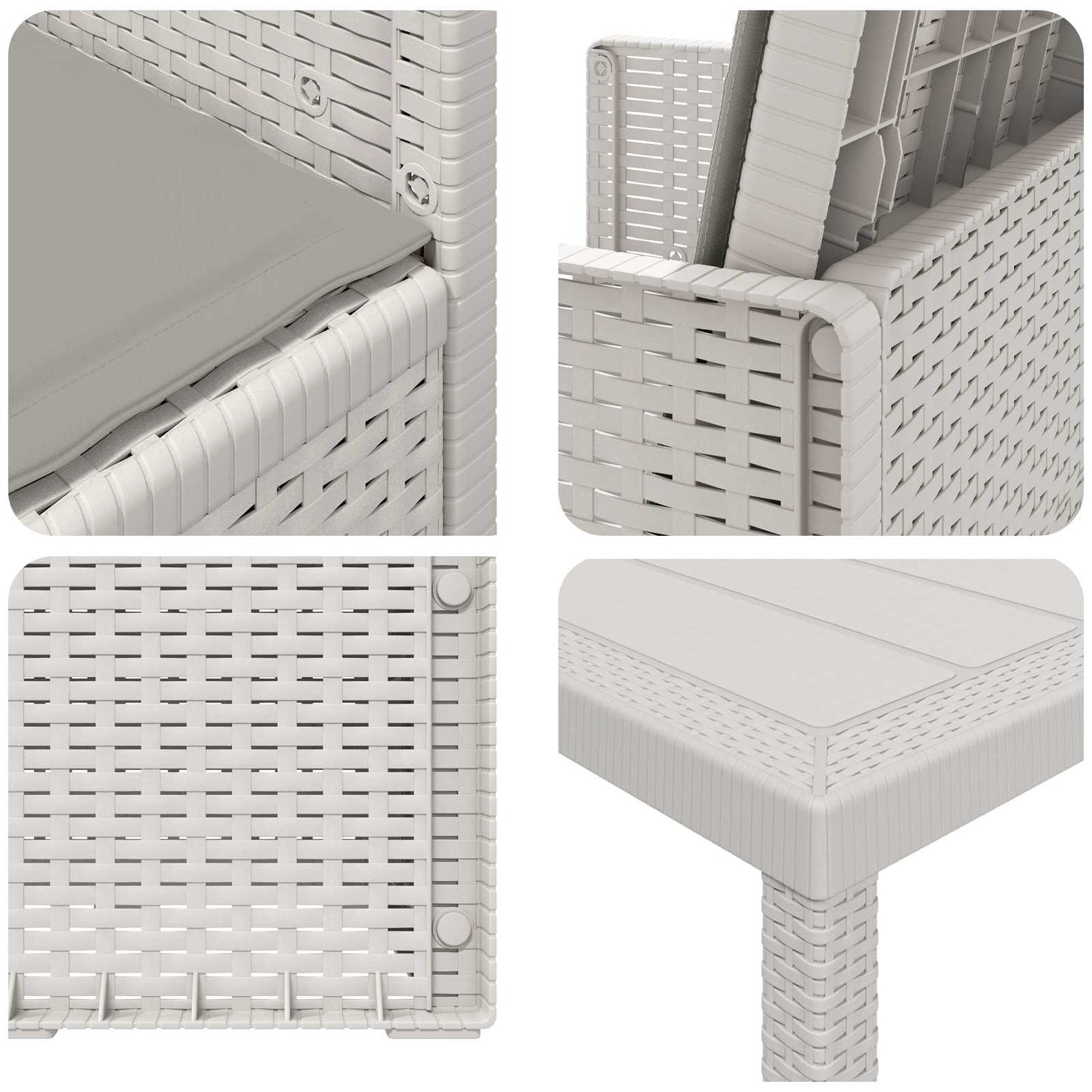Set da Pranzo per Giardino 9 pz Bianco e Grigio Chiaro PP | homemem39