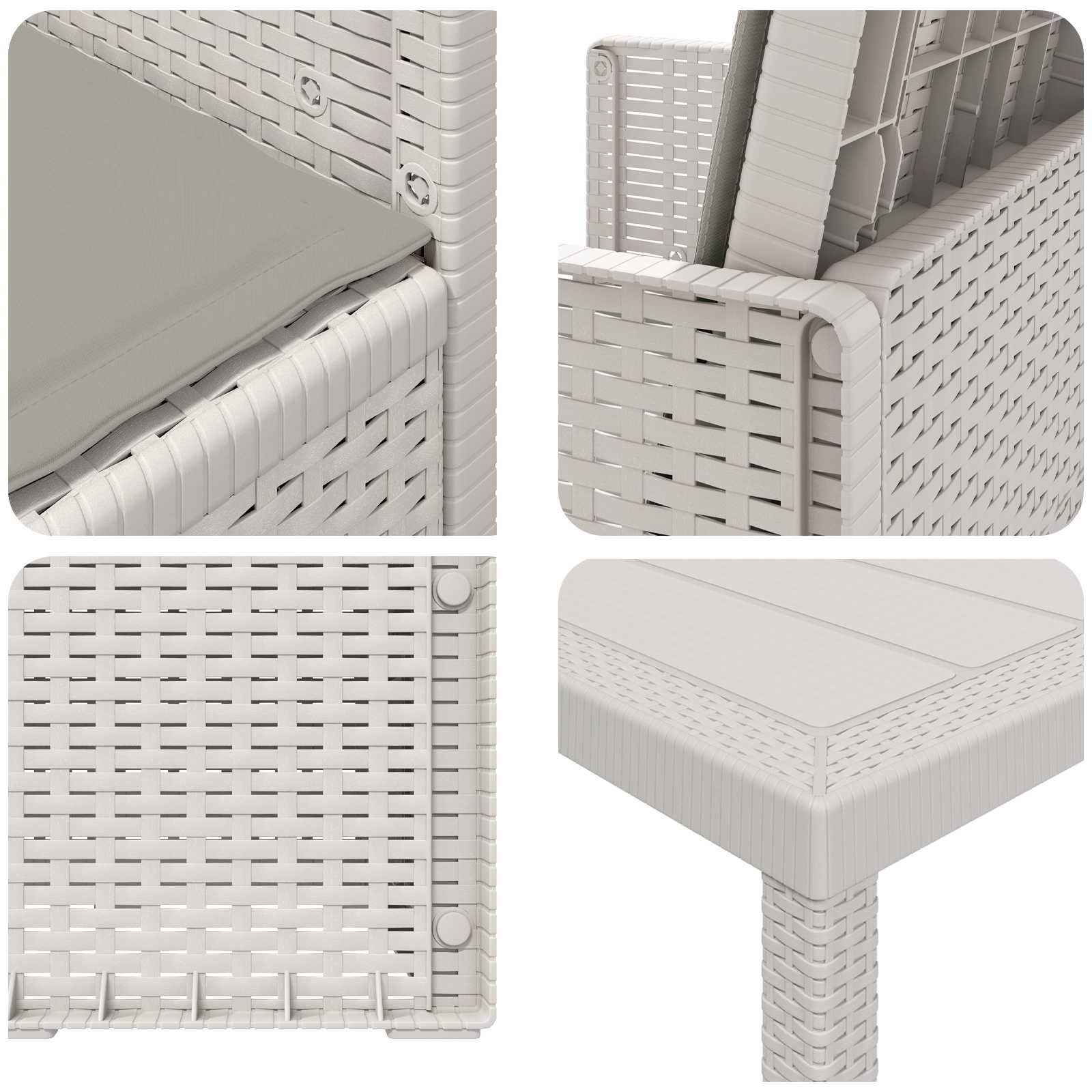 Set da Pranzo per Giardino 9 pz Bianco e Grigio Chiaro PP | homemem39