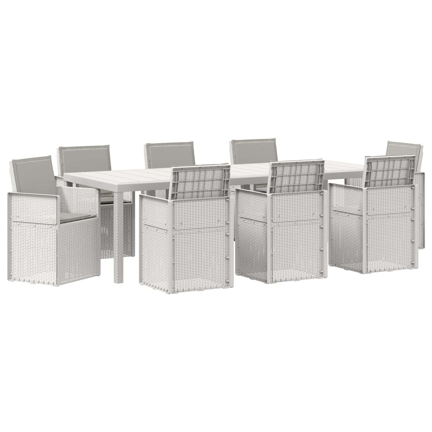 Set da Pranzo per Giardino 9 pz Bianco e Grigio Chiaro PP | homemem39