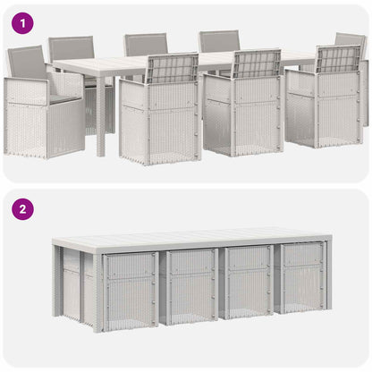 Set da Pranzo per Giardino 9 pz Bianco e Grigio Chiaro PP | homemem39