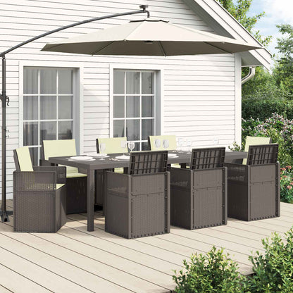 Set da Pranzo per Giardino 9 pz Grigio chiaro e panna PP