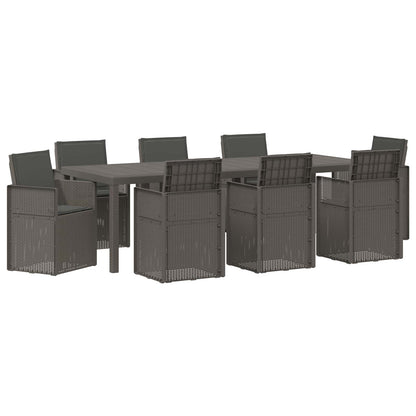 Set da Pranzo per Giardino 9 pz Grigio chiaro e Antracite PP