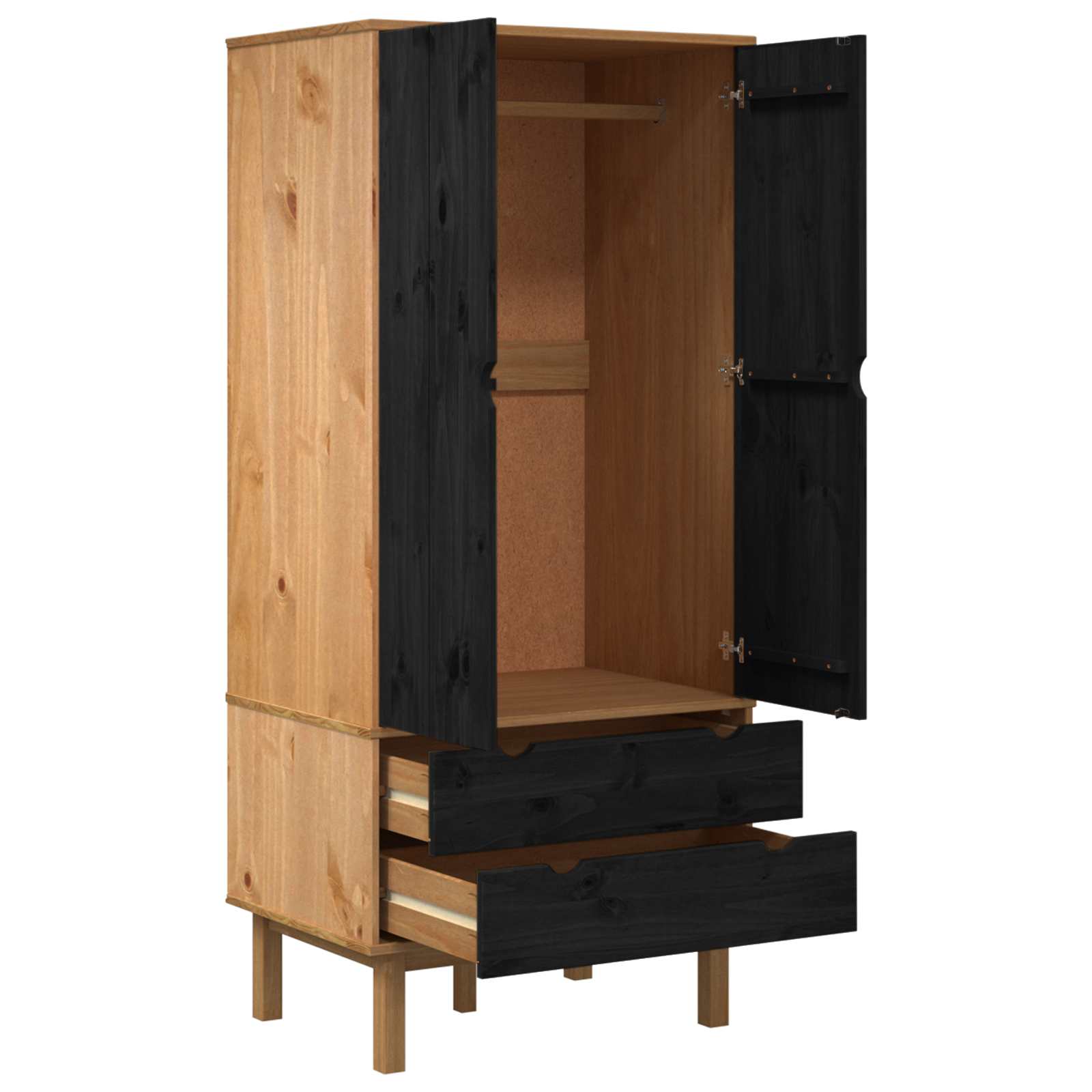 Guardaroba OTTA Nero 76,5 x 53 x 172 cm Legno Massello di Pino | homemem39