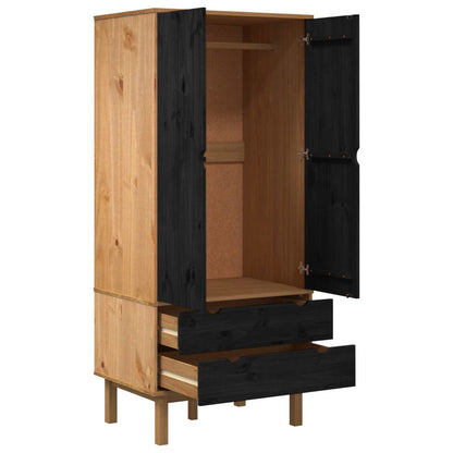 Guardaroba OTTA Nero 76,5 x 53 x 172 cm Legno Massello di Pino | homemem39
