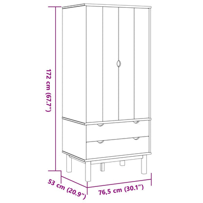 Guardaroba OTTA Nero 76,5 x 53 x 172 cm Legno Massello di Pino | homemem39