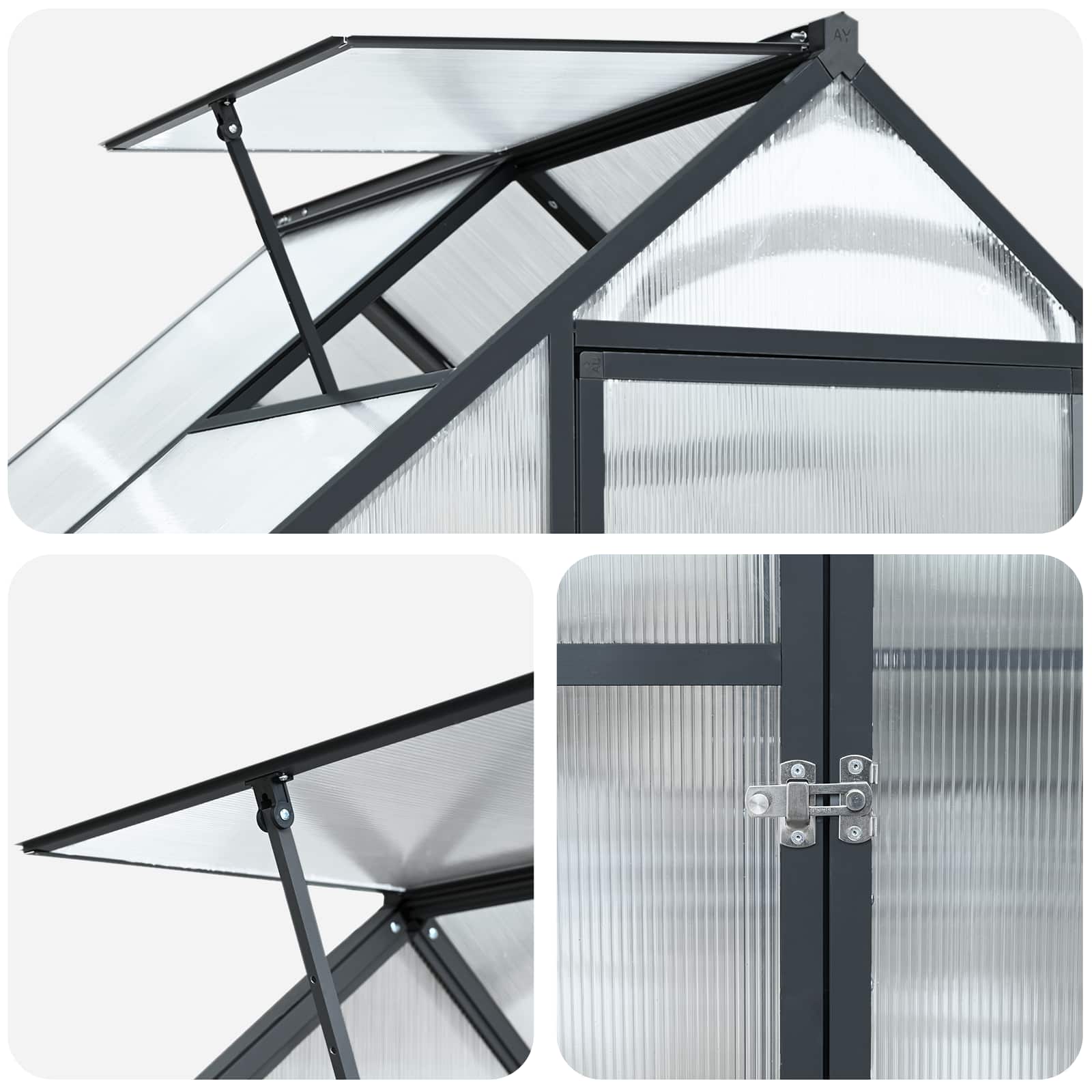 Serra da Giardino con porta Antracite 183,5 x 123 x 207 cm | homemem39