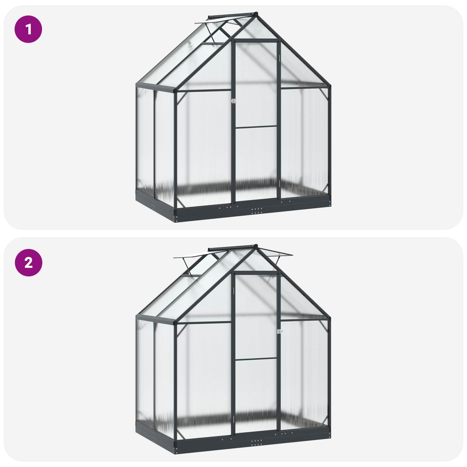 Serra da Giardino con porta Antracite 183,5 x 123 x 207 cm | homemem39