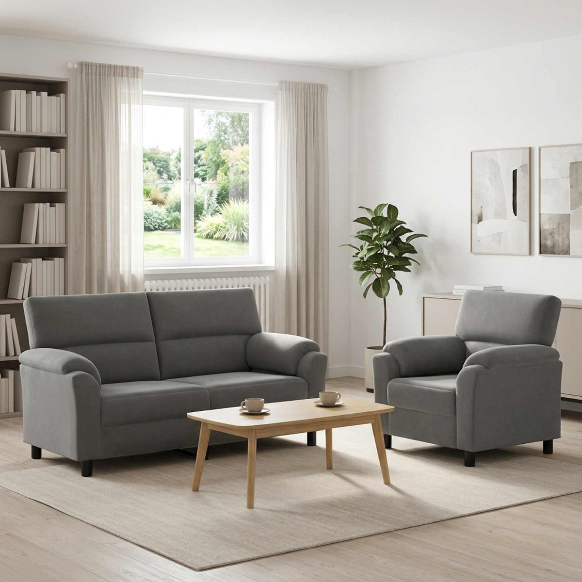 Set di divani 2 pcs Grigio Scuro Velluto | homemem39