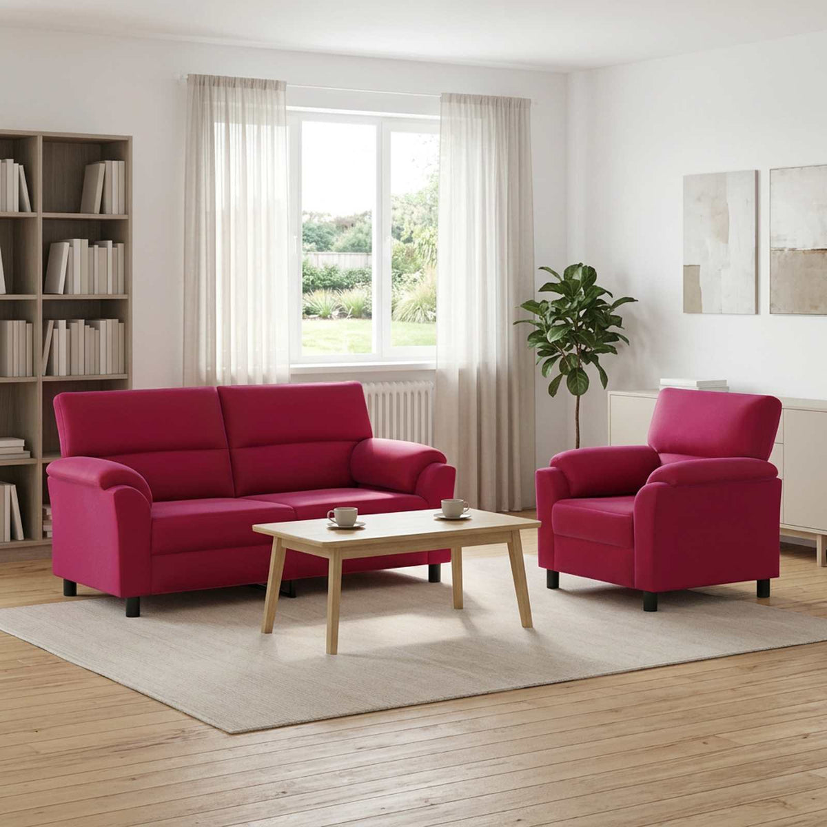 Set di divani 2 pcs Rosso Vino Velluto | homemem39