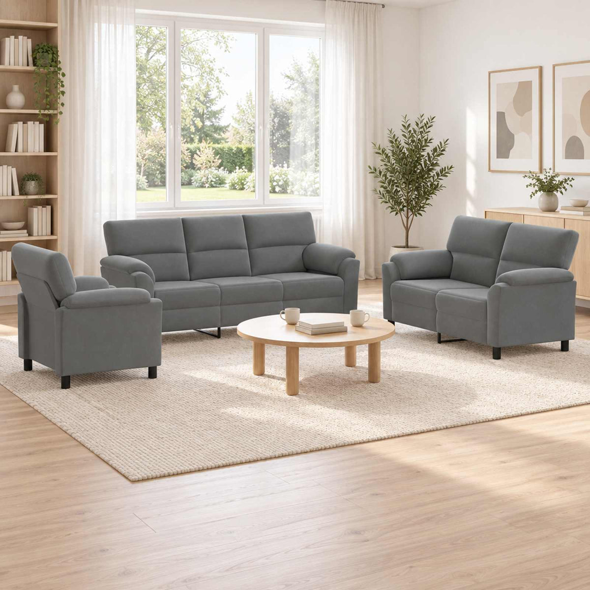 Set di divani 3 pcs Grigio Scuro Velluto | homemem39